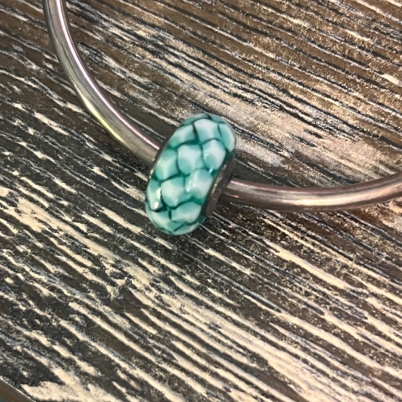 Genuine Pandora Murano Glass Bead "Teal Lattice" Faceted - 791625 - retired - Picture 6 of 8